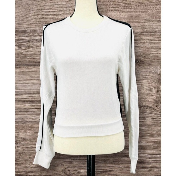 Garage Tops - Garage Velour ColorBlock Knit Top Long Sleeve Women's Small White & Black NWT